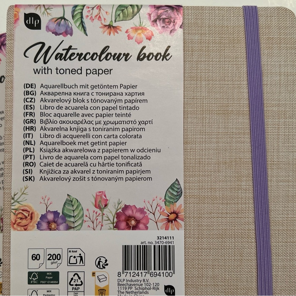 DLP Watercolor Sketch Book journal Square 5.5x5.5” Slightly Toned Paper